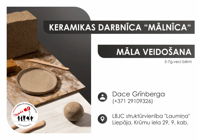 Keramikas darbnīca "Mālnīca" māla veidošana